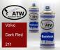 Preview: Volvo, Dark Red, 211: 400ml Sprühdose + 400ml Klarlack - Set, von ATW Autoteile West.